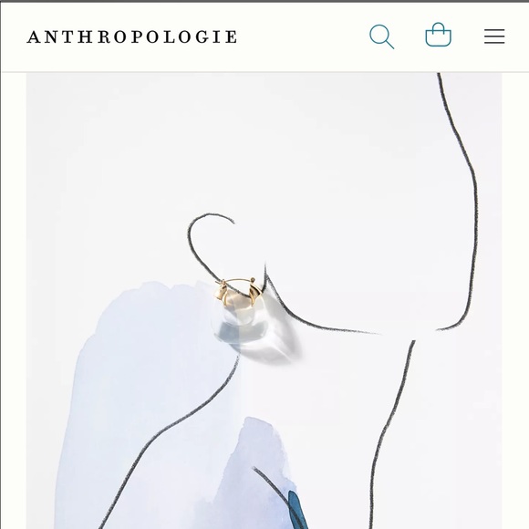 Anthropologie Resin Hoop Earrings Gold Baby Blue NEW - Picture 3 of 7